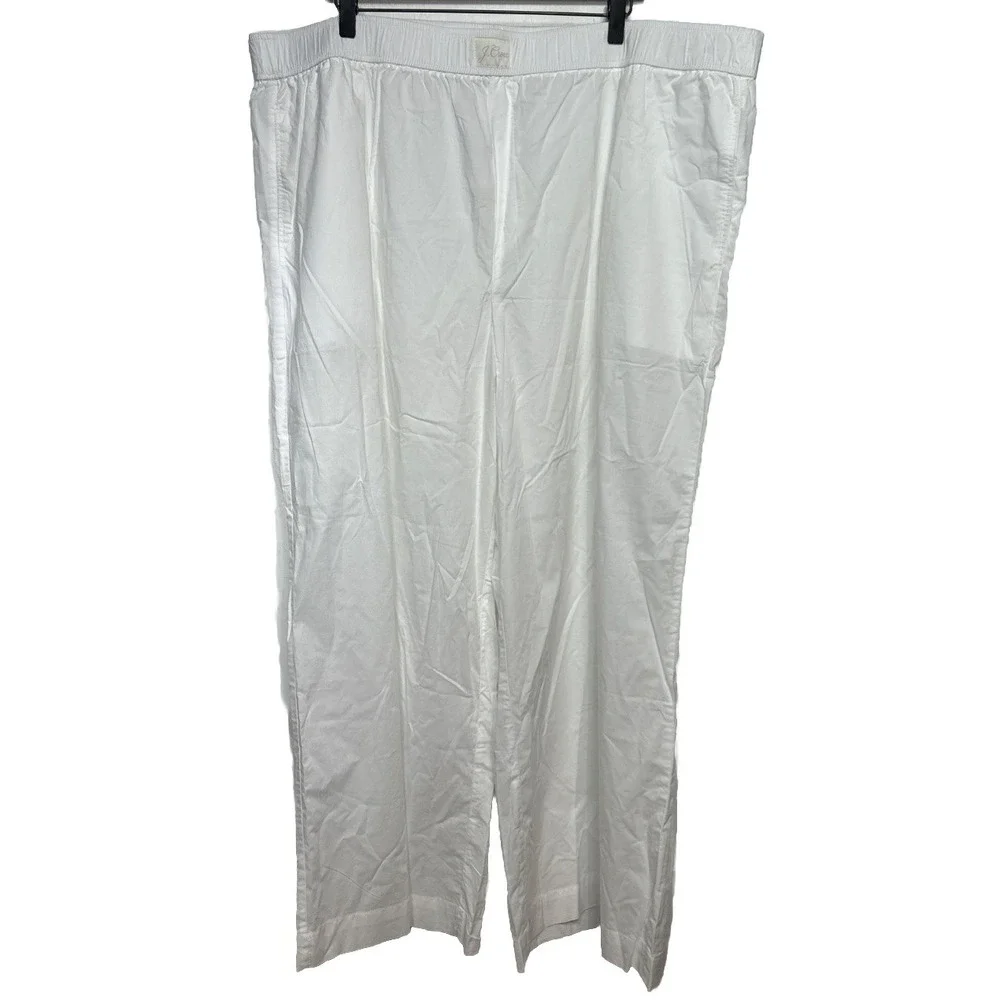J Crew Cotton Poplin Wide‎ Leg Pajama Lounge Pants White Women's Size 3XL NWT